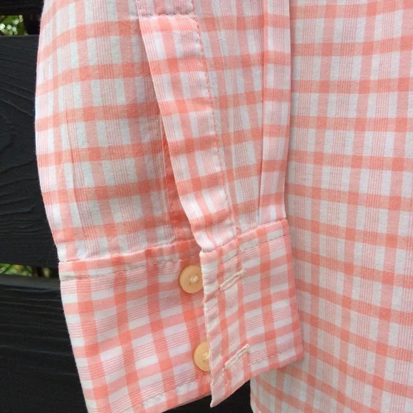Banana Republic Gingham coral orange button down 100% cotton shirt XS - Picture 8 of 14